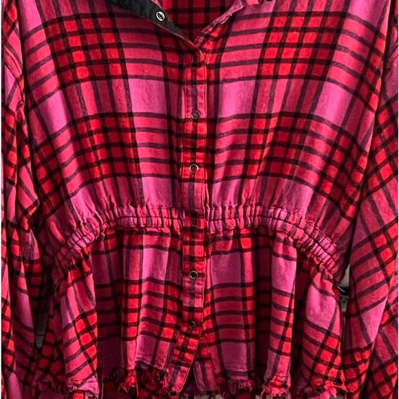 We The Free plaid peplum top plaid thermal size M - Picture 3 of 14